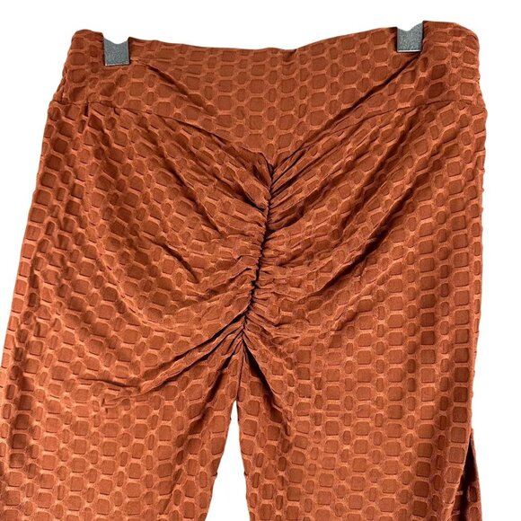 True Rock Women's Honeycomb Stretch High Waist Leggings Running Errands Rust S - Picture 5 of 9